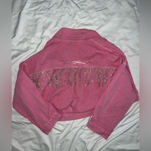 Pink Cropped Denim Jacket - image 1